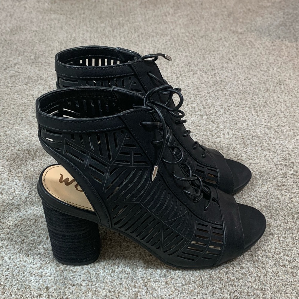 Sam Edelman Roco Lace Up Black Heeled Sandals. - Picture 5 of 9